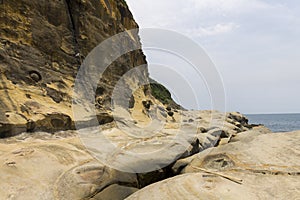 Large crack between coastal rocks in Yehliu