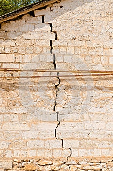 A large crack in the wall