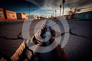 large cracks in ground after tremors aftermath earthquake