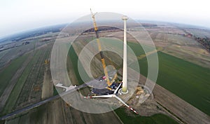 Large crane on a wind turbine construction site