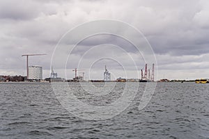 Large cranes at harbor, Copenhagen