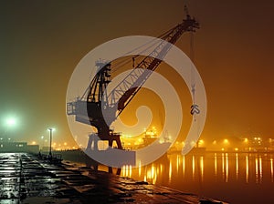 large cranes at work at sea or harbour