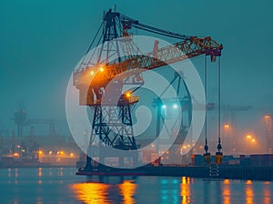 large cranes at work at sea or harbour