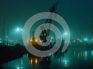 large cranes at work at sea or harbour