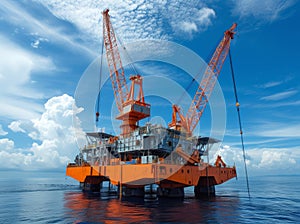 large cranes at work at sea or harbour