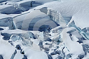 Large crevasses and seracs on the Aletsch Glacier