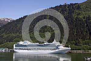 Large Cruise Liner In Juneau Town