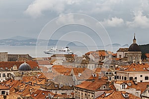 Large cruise liners are frequent visitors to ancient Dubrovnik