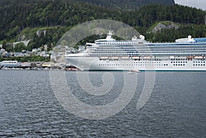 Large cruise ship docked at the port of Ketchikan, Alaska