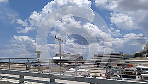 Large cruise ship leaving home port Fort Lauderdale