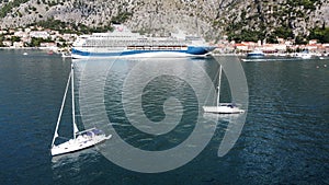 Large cruise ship in the port of Kotor