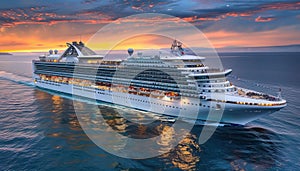 A large cruise ship is sailing in the ocean by AI generated image