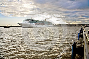 Large cruise ship in St. Petersburg