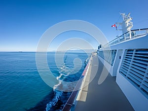On large cruise ship to alaska in pacific ocean