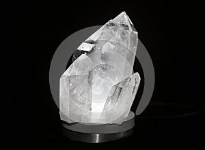 Large Crystal Quartz on Black Background