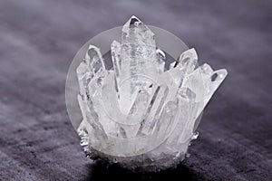 Large crystals of natural transparent stone rock crystal close-up, transparent quartz in crystals, rock, geology, magical rites