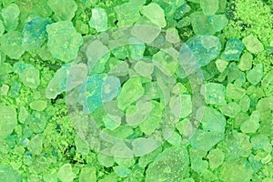 Large crystals of salt green background