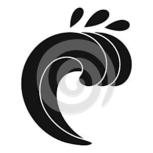 Large curling wave icon, simple style