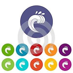 Large curling wave set icons