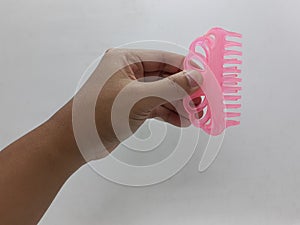 Large Cute Pink Hair Clip On Whte Isolation Background