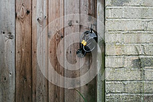 Large cycle lock used as an impromptu security lock for a side gate leading to a private garden