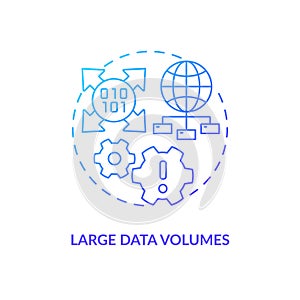 Large data volumes blue gradient concept icon