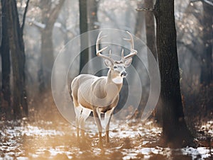 Large deer buck in woods