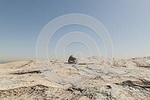 large desert environment with sand dunes, hills and rocks laying arround climate change heat concept 3D Illustration