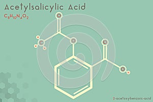 Infographic of the molecule of Acetylsalicylic acid photo