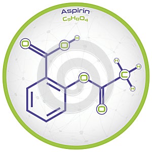 Infographic of the molecule of Aspirin