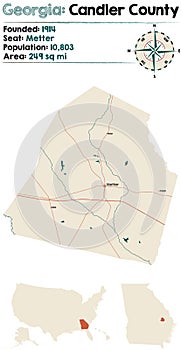 Map of Candler County in Georgia