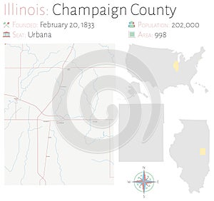Map of Champaign County in Illinois