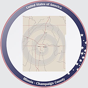 Map of Champaign County in Illinois