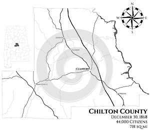 Map of Chilton County in Alabama photo