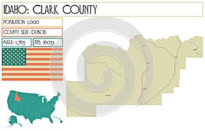 Large and detailed map of Clark County in Idaho