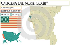 Large and detailed map of Del Norte County in California photo