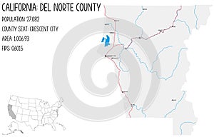 Map of Del Norte County in California, USA. photo