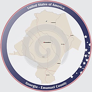 Map of Emanuel County in Georgia photo