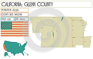 Large and detailed map of Glenn County in California