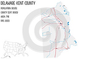 Map of Kent County in Delaware, USA photo