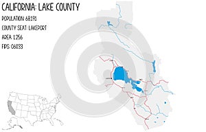 Large and detailed map of Lake County in California