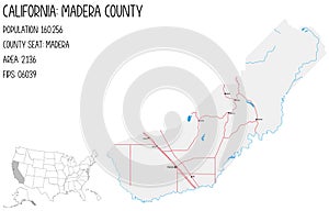 Large and detailed map of Madera County in California