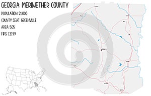 Large and detailed map of Meriwether County in Georgia