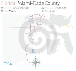 Map of Miami-Dade County in Florida photo