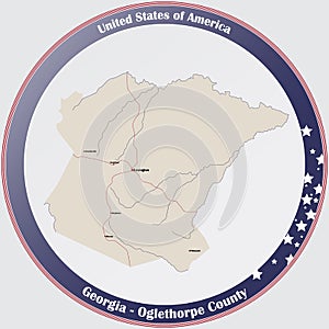 Map of Oglethorpe County in Georgia