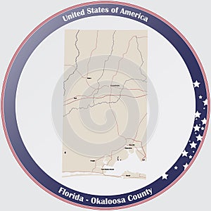 Map of Okaloosa County in Florida photo