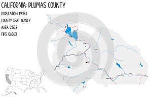 Map of Plumas County in California, USA photo