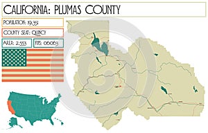 Large and detailed map of Plumas County photo