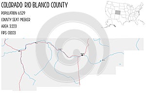 Map of Rio Blanco County in Colorado, USA photo
