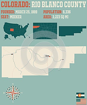 Map of Rio Blanco County in Colorado photo